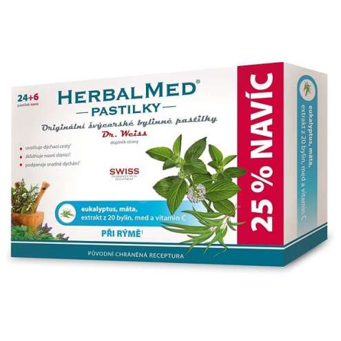 Dr. Weiss HerbalMed - Пастилки с эвкалиптом, мятой и витамином С 24+6